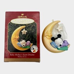 1999 Hallmark Baby Mickey's Sweet Dreams Disney Moon Ornament QXD4087 Vintage